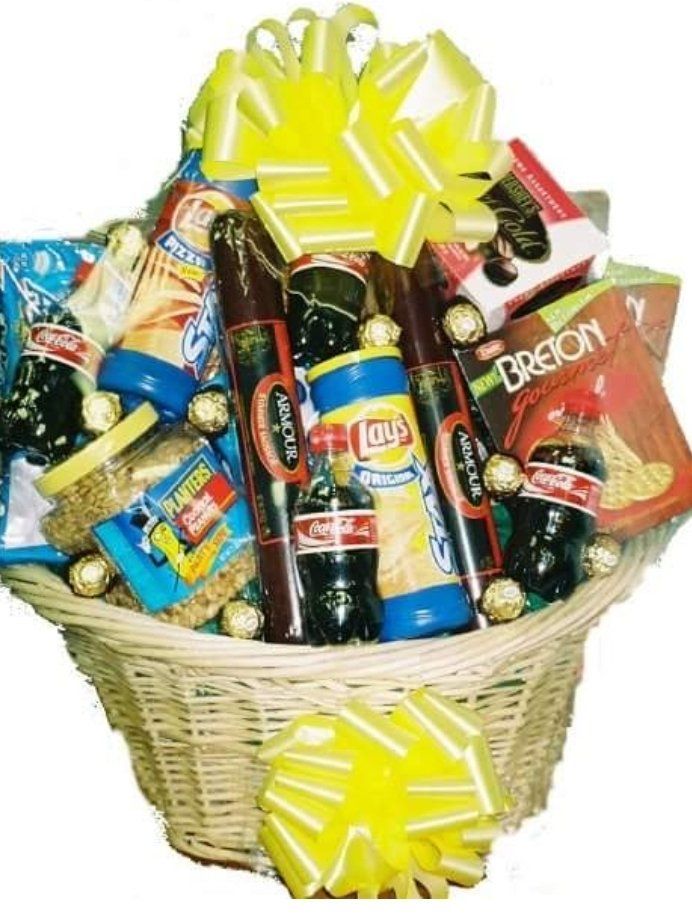 Ultimate snack gift basket with chips, candy, and treats