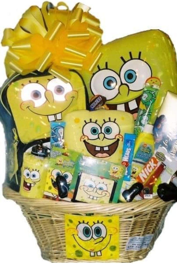 SpongeBob SquarePants gift basket with plush and treats