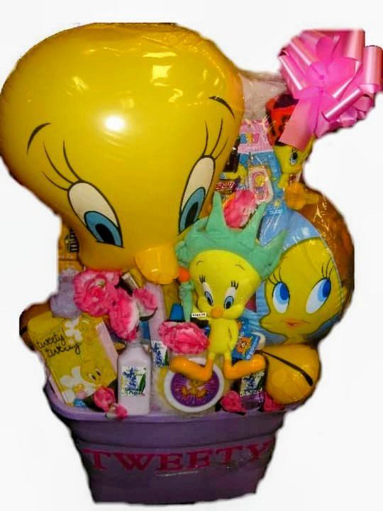 Tweety Bird fun basket with balloon and treats
