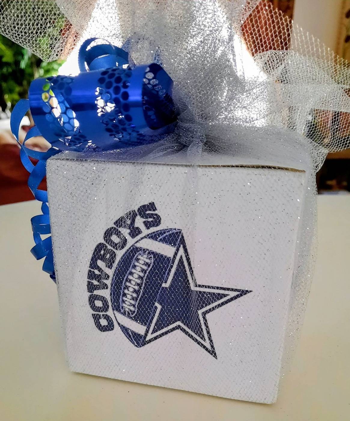 Dallas Cowboys helmet blue and silver party favor box