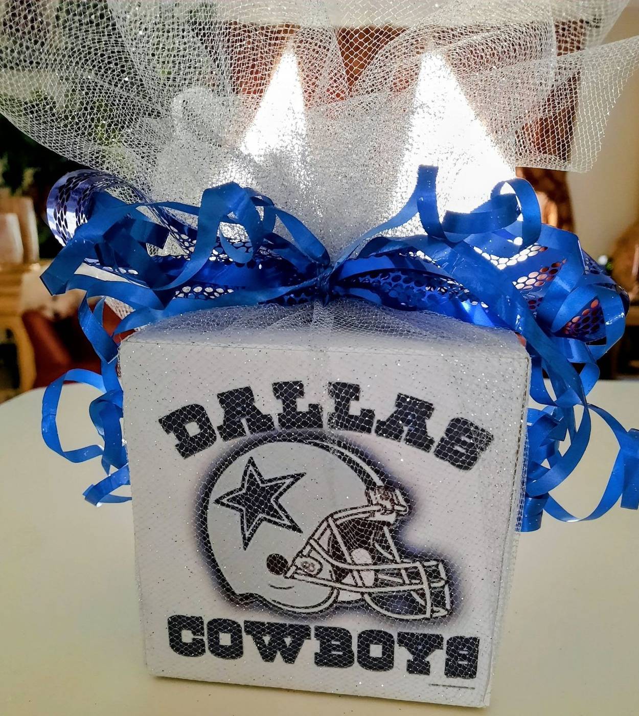 Dallas Cowboys helmet blue and silver party favor box