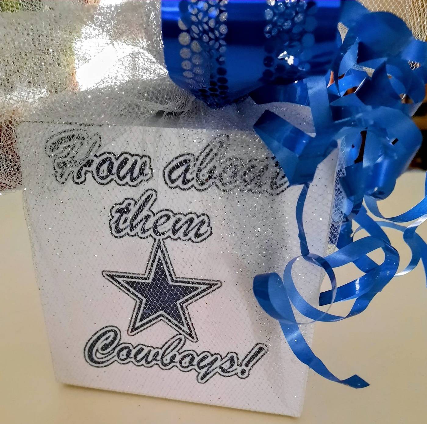 How About Them Cowboys blue and silver party favor box